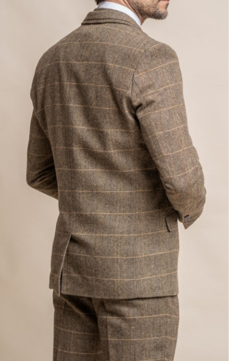 Cavani Albert Brown Tweed Look Slim Fit Jacket-2